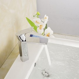Zeitgenössisch deckenmontiert Wasserfall with Keramisches Ventil Einhand Ein Loch for Chrom, Waschbecken Wasserhahn