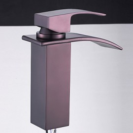 Antik Mittellage Wasserfall with Keramisches Ventil Einhand Ein Loch for Bronze mit Ölschliff, Waschbecken Wasserhahn