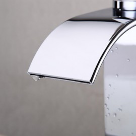 Zeitgenössisch Becken Wasserfall with Keramisches Ventil Einhand Ein Loch for Chrom, Waschbecken Wasserhahn