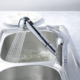 Küchenarmauren, Klassisch-Modern with Chrom Ein Griff Ein Loch, Feature for Mittelset / Ausziehbare