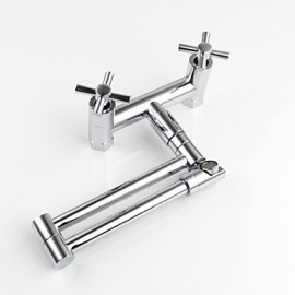 Zeitgenössisch / Rustikal / Modern Pot Filler Mittellage drehbarer with Keramisches Ventil Zwei Griffe Zwei Löcher for Chrom, Armatur