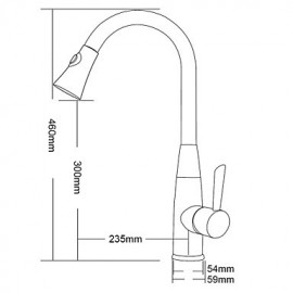 Zeitgenössisch Pull-out / Pull-down deckenmontiert Mit ausziehbarer Brause with Keramisches Ventil Einhand Ein Loch for Gebürsteter