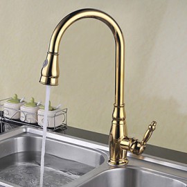 Zeitgenössisch Pull-out / Pull-down deckenmontiert Mit ausziehbarer Brause with Keramisches Ventil Einhand Ein Loch for Ti-PVD,