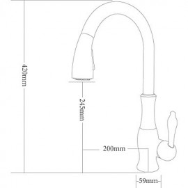 Antik Pull-out / Pull-down Mittellage drehbarer / Mit ausziehbarer Brause with Keramisches Ventil Einhand Ein Loch for Ti-PVD, Armatur