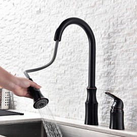 Traditionell Pull-out / Pull-down Becken Mit ausziehbarer Brause / drehbarer with Keramisches Ventil Einzigen Handgriff Zwei Löcher for