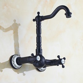 Traditionell Standard Spout Mittellage Breite spary with Keramisches Ventil Zwei Griffe Zwei Löcher for Bronze mit ölschliff, Armatur