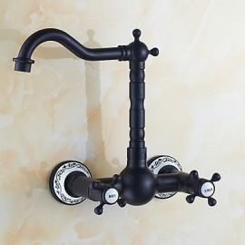 Traditionell Standard Spout Mittellage Breite spary with Keramisches Ventil Zwei Griffe Zwei Löcher for Bronze mit ölschliff, Armatur