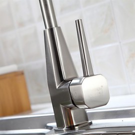 Zeitgenössisch Pull-out / Pull-down deckenmontiert drehbarer with Keramisches Ventil Einhand Ein Loch for Gebürstet, Armatur für die