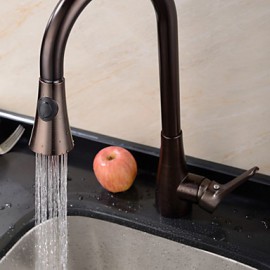 Traditionell Pull-out / Pull-down deckenmontiert Mit ausziehbarer Brause with Keramisches Ventil Einhand Ein Loch for Bronze mit