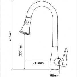 Zeitgenössisch Pull-out / Pull-down deckenmontiert Mit ausziehbarer Brause with Keramisches Ventil Einhand Ein Loch for Gebürsteter