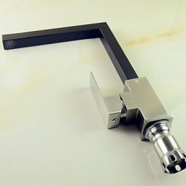 Art déco/Retro Hoch / High-Arc Becken drehbarer with Keramisches Ventil Einhand Ein Loch for Gebürsteter Nickel, Armatur für die Küche