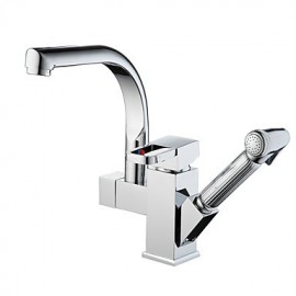 Zeitgenössisch / Modern Pull-out / Pull-down / Standard Spout Becken Regendusche / Breite spary / Mit ausziehbarer Brause / drehbarerwith