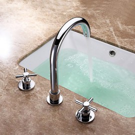 Zeitgenössisch / Modern 3-Loch-Armatur Breite spary with Keramisches Ventil Zwei Griffe Drei Löcher for Chrom, Badewannenarmaturen /