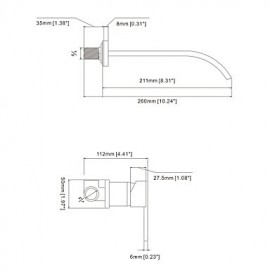 Badarmaturen, Moderne / Modern with Chrom Ein Griff Zwei Löcher, Feature for Verbreitete / Wand