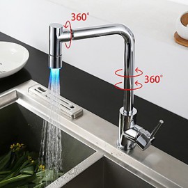 Zeitgenössisch Pot Filler Mittellage LED with Keramisches Ventil Einhand Ein Loch for Chrom, Armatur für die Küche