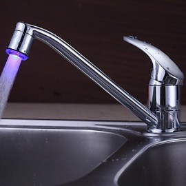 Zeitgenössisch Standard Spout deckenmontiert LED with Keramisches Ventil Einhand Ein Loch for Chrom, Armatur für die Küche