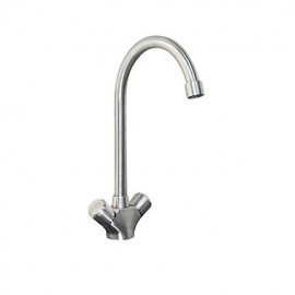 Zeitgenössisch Standard Spout Becken drehbarer with Keramisches Ventil Zwei Griffe Ein Loch for Edelstahl, Armatur für die Küche