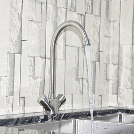 Zeitgenössisch Standard Spout Becken drehbarer with Keramisches Ventil Zwei Griffe Ein Loch for Edelstahl, Armatur für die Küche