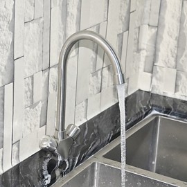 Zeitgenössisch Standard Spout Becken drehbarer with Keramisches Ventil Zwei Griffe Ein Loch for Edelstahl, Armatur für die Küche