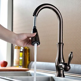 Traditionell Pull-out / Pull-down deckenmontiert Mit ausziehbarer Brause with Keramisches Ventil Einhand Ein Loch for Bronze mit