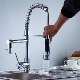 Zeitgenössisch Pull-out / Pull-down deckenmontiert Mit ausziehbarer Brause / Vorspülung with Keramisches Ventil Einhand Ein Loch for