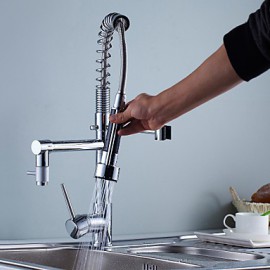 Zeitgenössisch Pull-out / Pull-down deckenmontiert Mit ausziehbarer Brause / Vorspülung with Keramisches Ventil Einhand Ein Loch for