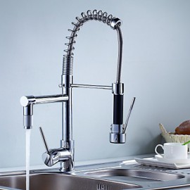 Zeitgenössisch Pull-out / Pull-down deckenmontiert Mit ausziehbarer Brause / Vorspülung with Keramisches Ventil Einhand Ein Loch for