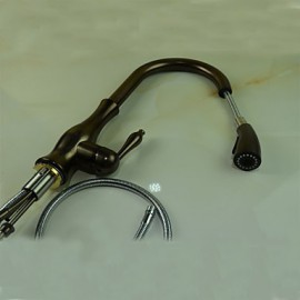 Antik Pull-out / Pull-down deckenmontiert Mit ausziehbarer Brause with Keramisches Ventil Einhand Ein Loch for Bronze mit ölschliff,
