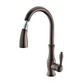 Antik Pull-out / Pull-down deckenmontiert Mit ausziehbarer Brause with Keramisches Ventil Einhand Ein Loch for Bronze mit ölschliff,