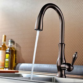 Antik Pull-out / Pull-down deckenmontiert Mit ausziehbarer Brause with Keramisches Ventil Einhand Ein Loch for Bronze mit ölschliff,