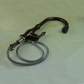 Antik Pull-out / Pull-down deckenmontiert Mit ausziehbarer Brause with Keramisches Ventil Einhand Ein Loch for Bronze mit ölschliff,