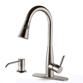 Zeitgenössisch Pull-out / Pull-down deckenmontiert Mit ausziehbarer Brause with Keramisches Ventil Einhand Ein Loch for Gebürsteter
