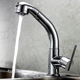 Zeitgenössisch Pull-out / Pull-down deckenmontiert Mit ausziehbarer Brause with Keramisches Ventil Einhand Ein Loch for Chrom, Armatur