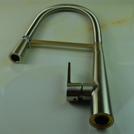 Zeitgenössisch Pull-out / Pull-down deckenmontiert Mit ausziehbarer Brause with Keramisches Ventil Einhand Ein Loch for Gebürstet,