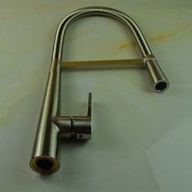 Zeitgenössisch Pull-out / Pull-down deckenmontiert Mit ausziehbarer Brause with Keramisches Ventil Einhand Ein Loch for Gebürstet,