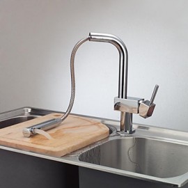 Zeitgenössisch Pull-out / Pull-down deckenmontiert Mit ausziehbarer Brause with Keramisches Ventil Einhand Ein Loch for Chrom, Armatur