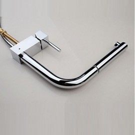 Zeitgenössisch Pull-out / Pull-down deckenmontiert Mit ausziehbarer Brause with Keramisches Ventil Einhand Ein Loch for Chrom, Armatur