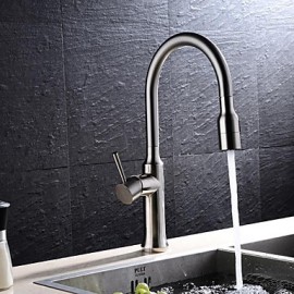 Zeitgenössisch Pull-out / Pull-down deckenmontiert Mit ausziehbarer Brause with Keramisches Ventil Einhand Ein Loch for Gebürstet,