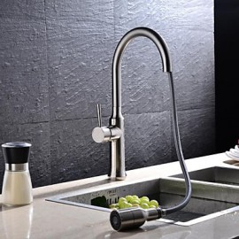 Zeitgenössisch Pull-out / Pull-down deckenmontiert Mit ausziehbarer Brause with Keramisches Ventil Einhand Ein Loch for Gebürstet,