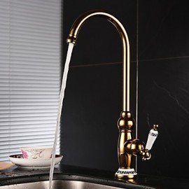 Antik Hoch / High-Arc Mittellage drehbarer with Keramisches Ventil Einhand Ein Loch for Ti-PVD, Armatur für die Küche