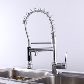 Zeitgenössisch Pull-out / Pull-down deckenmontiert Mit ausziehbarer Brause with Keramisches Ventil Zwei Griffe Ein Loch for Chrom,