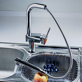 Zeitgenössisch Pull-out / Pull-down deckenmontiert Mit ausziehbarer Brause with Keramisches Ventil Einhand Ein Loch for Chrom, Armatur