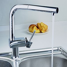 Zeitgenössisch Pull-out / Pull-down deckenmontiert Mit ausziehbarer Brause with Keramisches Ventil Einhand Ein Loch for Chrom, Armatur