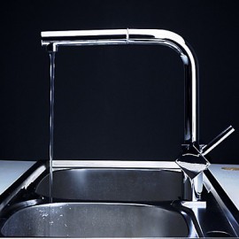 Zeitgenössisch Pull-out / Pull-down deckenmontiert Mit ausziehbarer Brause with Keramisches Ventil Einhand Ein Loch for Chrom, Armatur