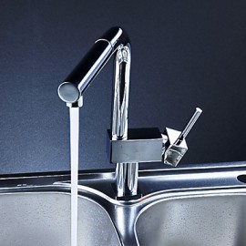 Zeitgenössisch Pull-out / Pull-down deckenmontiert Mit ausziehbarer Brause with Keramisches Ventil Einhand Ein Loch for Chrom, Armatur