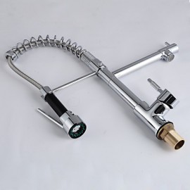 Zeitgenössisch Pull-out / Pull-down deckenmontiert Mit ausziehbarer Brause / Vorspülung with Keramisches Ventil Einhand Ein Loch for