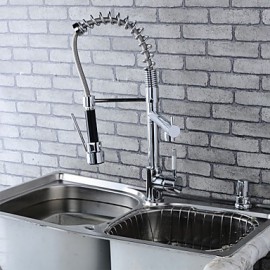 Zeitgenössisch Pull-out / Pull-down deckenmontiert Mit ausziehbarer Brause / Vorspülung with Keramisches Ventil Einhand Ein Loch for