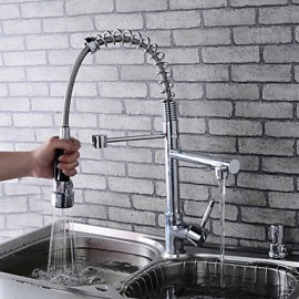 Zeitgenössisch Pull-out / Pull-down deckenmontiert Mit ausziehbarer Brause / Vorspülung with Keramisches Ventil Einhand Ein Loch for